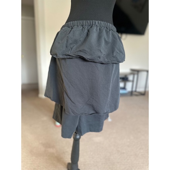 Club Monaco Pants - Club Monaco Black Tiered Ruffle Skort Elastic Waist Mini Skirt Shorts Womens 4